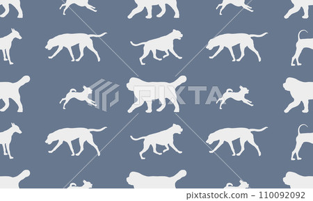 Dog silhouettes different breeds in various poses 110092092