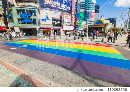 Rainbow crosswalk in Ximending, Taipei Rainbow crosswalk in Ximending, Taipei 110092266