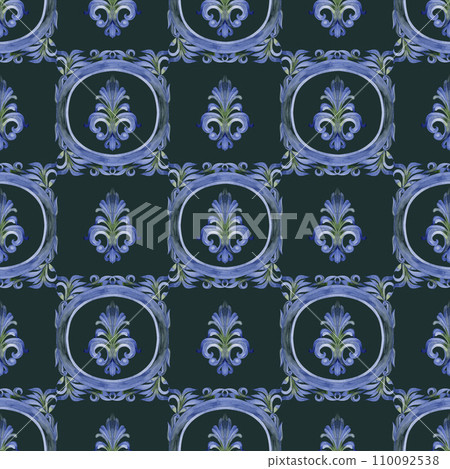 Abstract grunge retro antique frame fabric seamless pattern Vintage wallpaper background. 110092538