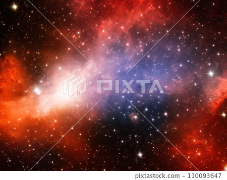Outer space, Universe. Celestial asteroids, satellites, planets and stars. Gravitational astronomical star clusters, nebulae and galaxies. Interstellar gas, dust, electromagnetic fields, dark matter. 110093647