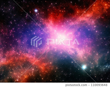 Outer space, Universe. Celestial asteroids, satellites, planets and stars. Gravitational astronomical star clusters, nebulae and galaxies. Interstellar gas, dust, electromagnetic fields, dark matter. 110093648