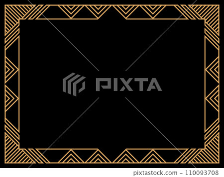 Art deco frame. Vintage linear border. Design a template for invitations, leaflets and greeting cards. Geometric golden frame. The style of the 1920s - 1930s. Vector illustration 110093708
