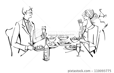 烤麵包、眼鏡、晚餐、男士、女士、葡萄酒、香檳、享受、20 多歲、30 多歲、40 多歲、派對、派對 110093775