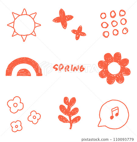 春天般的裝飾線描插圖(紅色) 春天般的裝飾線描插圖(紅色) 110093779