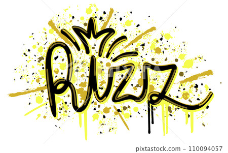 Rizz. Designation of charisma in a short word. Bright lettering in graffiti style. 110094057