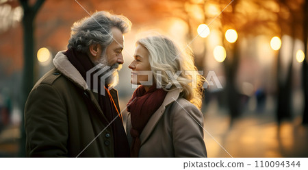 A mature couple in profile A mature couple in profile 110094344