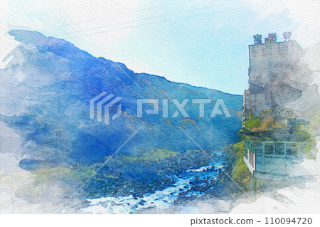 [愛知縣]春日井市愛氣隧道週邊風景的水彩畫 110094720