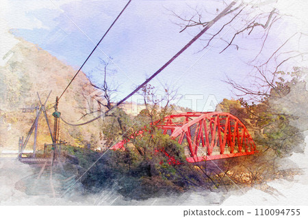 [愛知縣]春日井市愛氣隧道週邊風景的水彩畫 110094755