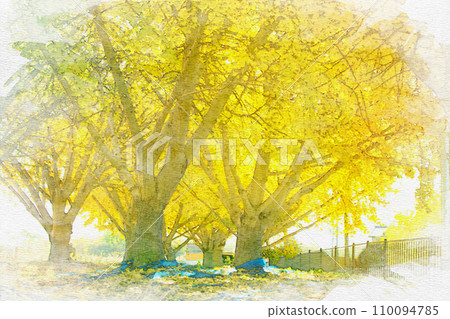 [愛知縣] 稻澤市總武江町銀南公園的水彩畫 110094785