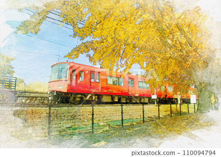 [愛知縣] 稻澤市總武江町山崎車站的水彩畫 110094794