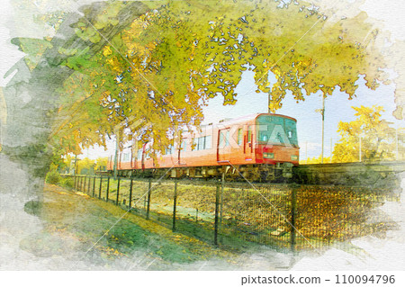 [愛知縣] 稻澤市總武江町山崎車站的水彩畫 110094796