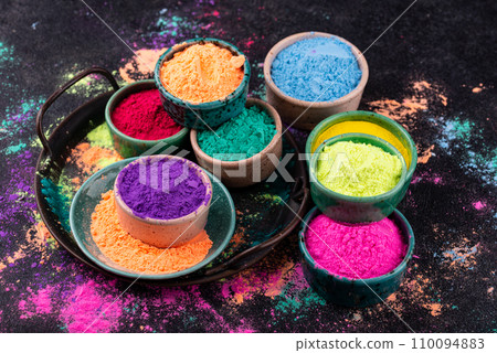 Gulal colors for Indian Holi festival 110094883