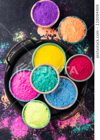 Gulal colors for Indian Holi festival 110094909