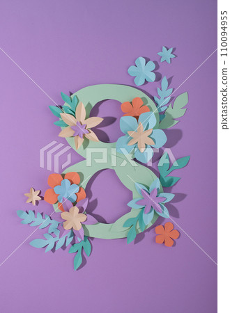 Women's Day 8 March greeting card from paper flowers Women's Day 8 March greeting card from paper flowers 110094955