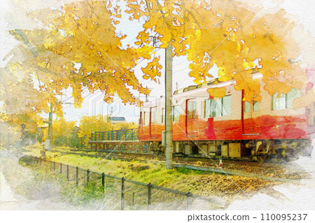 [愛知縣] 稻澤市總武江町山崎車站的水彩畫 110095237