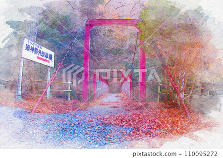 [愛知縣] 岡崎市倉樂溪谷的水彩畫 110095272