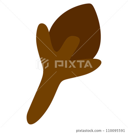 Clove spice vector illustration flat style icon for logo. Kitchen aromatic spice for cooking, hot drinks. Template for card, sticker, banner, postcard. 110095591