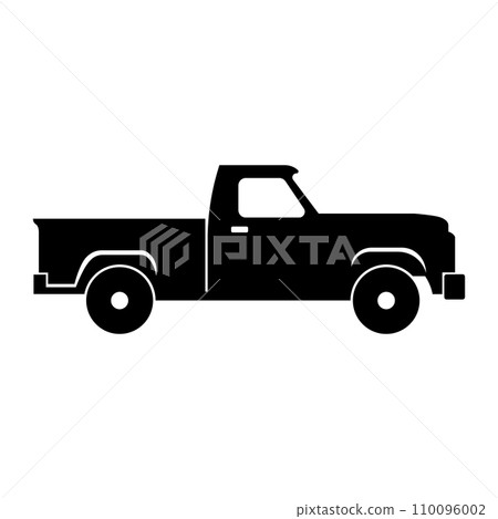 Pickup truck black vector icon on white background Pickup truck black vector icon on white background 110096002