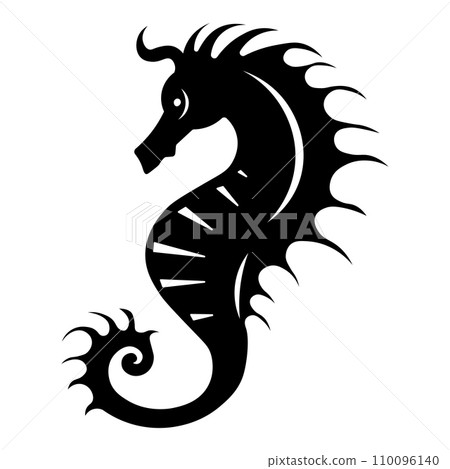 Seahorse black vector icon on white background 110096140
