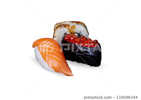 sushi set nigiri sushi gunkan unagi on on a white background isolated sushi set nigiri sushi gunkan unagi on on a white background isolated 110096344
