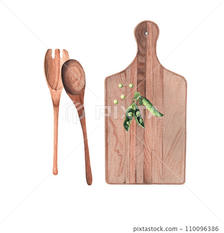 Watercolor composition with kitchen utensils Watercolor composition with kitchen utensils 110096386