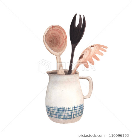 Watercolor composition with kitchen utensils Watercolor composition with kitchen utensils 110096393