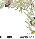 Watercolor frame with olive branches 110096423