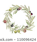 Watercolor wreath of olive branches 110096424