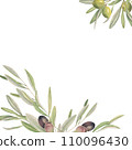Watercolor frame with olive branches 110096430