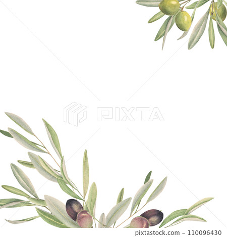 Watercolor frame with olive branches Watercolor frame with olive branches 110096430