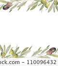 Watercolor frame with olive branches 110096432
