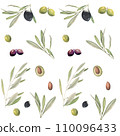 Watercolor seamless pattern with olive branches 110096433