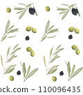 Watercolor seamless pattern with olive branches 110096435