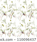 Watercolor seamless pattern with olive branches 110096437