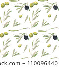 Watercolor seamless pattern with olive branches 110096440