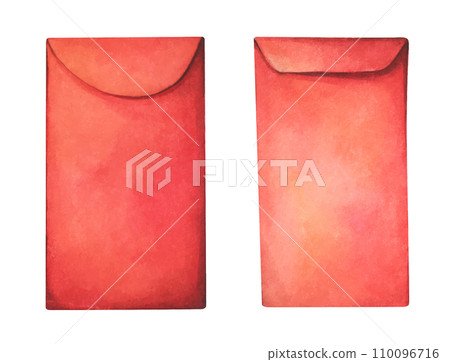 Watercolor illustration of Red envelop. Watercolor illustration of Red envelop. 110096716