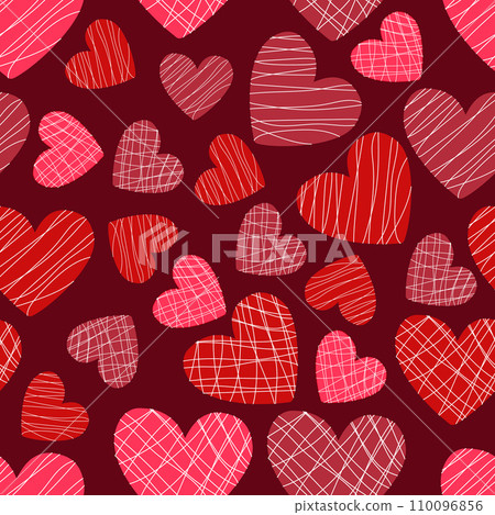 pattern red and pink hearts on burgundy 110096856