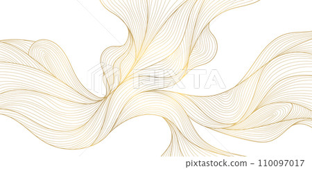 Vector gold wave pattern, abstract luxury background. Elegant design element, curve premium wallpaper, minimal line illustration banner 110097017