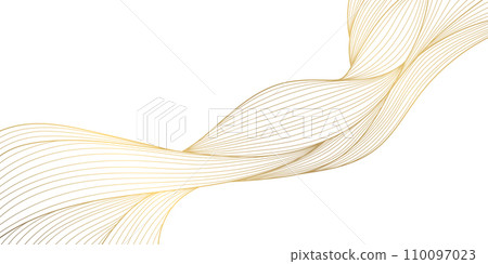 Vector gold wave pattern, abstract luxury background. Elegant design element, curve premium wallpaper, minimal line illustration banner 110097023