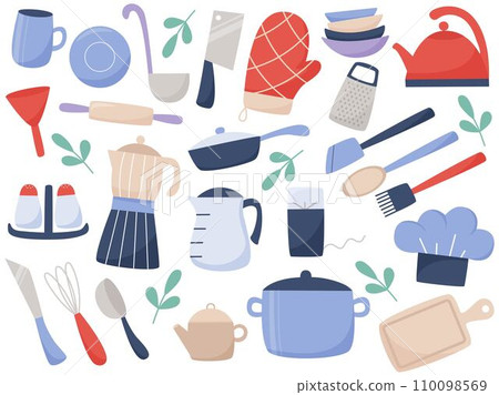 Kitchenware and utensils cartoon set Kitchenware and utensils cartoon set 110098569