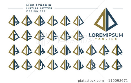 Set of geometric pyramid letter O OO logo, number 0 00 design 110098671