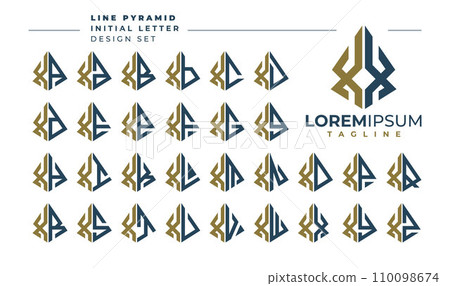 Set of geometric pyramid letter X XX logo design Set of geometric pyramid letter X XX logo design 110098674