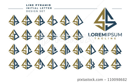 Set of geometric pyramid letter S SS logo design 110098682