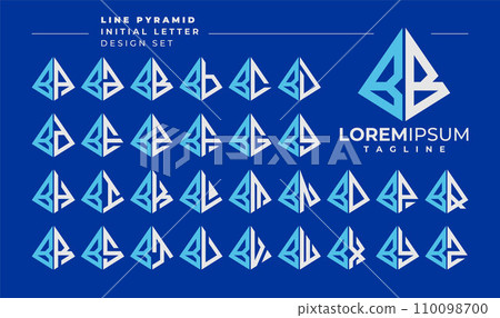 Line abstract pyramid initial letter B BB logo design set Line abstract pyramid initial letter B BB logo design set 110098700