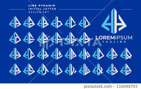 Line abstract pyramid initial letter H HH logo design set Line abstract pyramid initial letter H HH logo design set 110098703