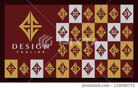 Elegant line sharp rhombus letter E EE logo design set Elegant line sharp rhombus letter E EE logo design set 110098733