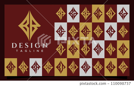Elegant line sharp rhombus letter B BB logo design set 110098737