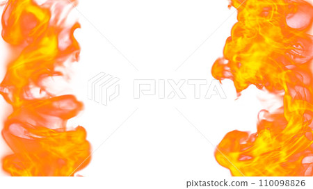 3d illustration. Tongues of flame from two sides on a white background.  110098826