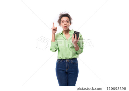 smart young slim female model dressed in light green shirt is inspired by the idea holding a smart young slim female model dressed in light green shirt is inspired by the idea holding a 110098896