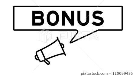 Megaphone icon with speech bubble in word bonus on white background Megaphone icon with speech bubble in word bonus on white background 110099486
